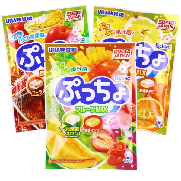 UHA Yuhua Grape Carbonated Candy Four Flavors Fruit Soft Candy Japanese Imported Snacks Sweet Treats for Year End Festival